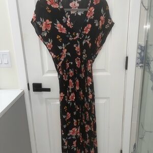 Zara Navy Maxi Dress with Floral Design